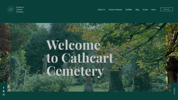 Screenshot of the Friends of Cathcart Cemetery (SCIO) website