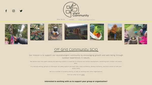 Screenshot of the Off Grid Community SCIO website