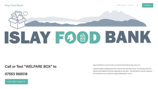 Screenshot of the Islay Foodbank website