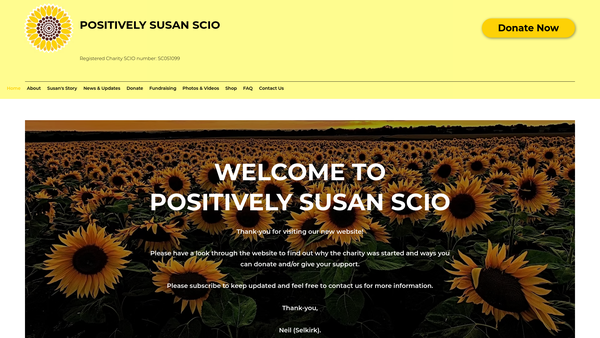 Screenshot of the Positively Susan SCIO website