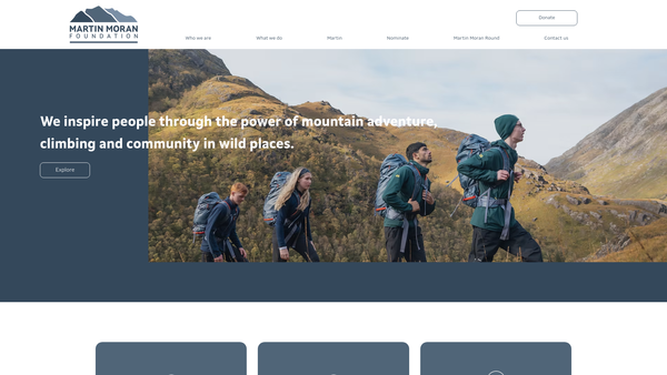 Screenshot of the The Martin Moran Foundation website