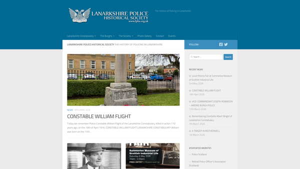 Screenshot of the Lanarkshire Police Historical Society website