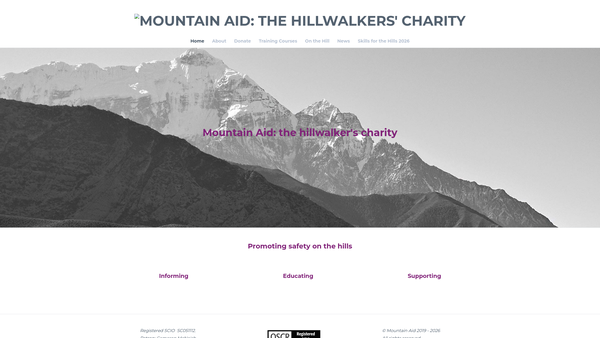 Screenshot of the Mountain Aid (SCIO) website