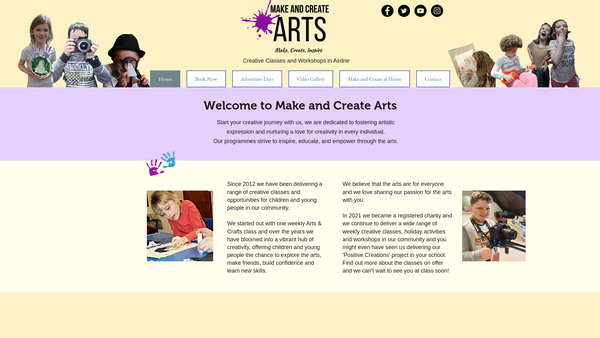 Screenshot of the Make and Create Arts website