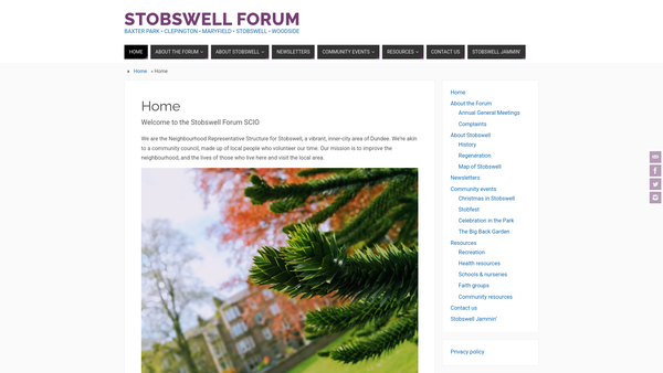 Screenshot of the The Stobswell Forum SCIO website