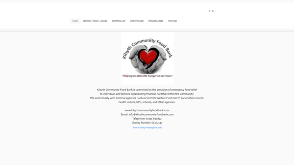 Screenshot of the Kilsyth Community Food Bank SCIO website