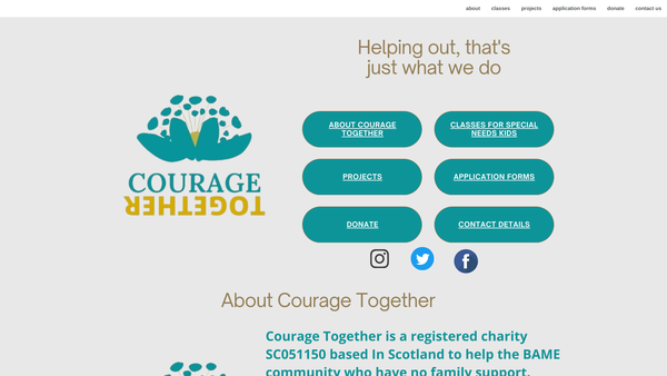 Screenshot of the Courage Together website