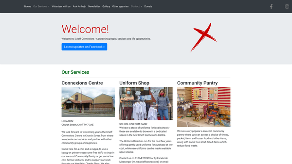 Screenshot of the Crieff Connexions website