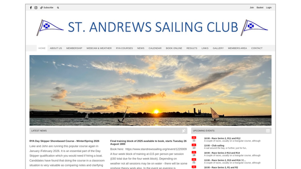 Screenshot of the St. Andrews Sailing Club website