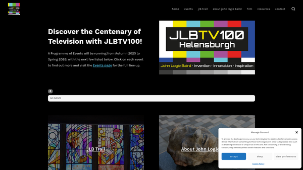 Screenshot of the Baird TV Centenary Trust website