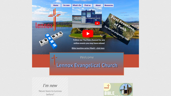 Screenshot of the Lennox Evangelical Church website