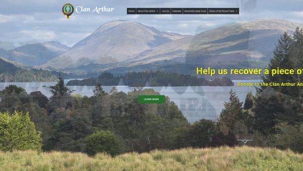 Screenshot of the Clan Arthur Ancestral Lands Trust website