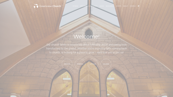 Screenshot of the Greenview Church website