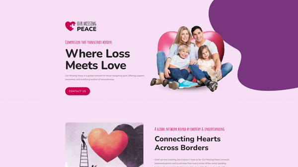 Screenshot of the Our Missing Peace SCIO website