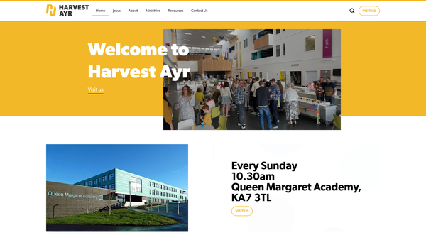 Screenshot of the Harvest Ayr website