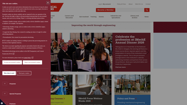 Screenshot of the The Institution of Mechanical Engineers website