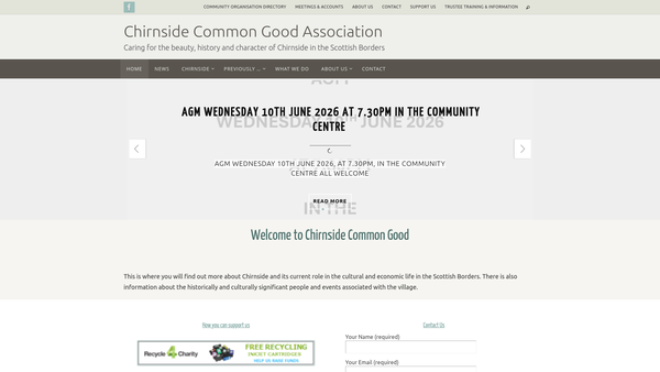Screenshot of the Chirnside Common Good Association (SCIO) website