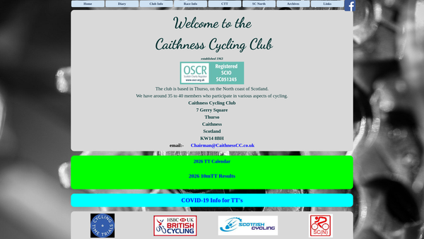 Screenshot of the Caithness Cycling Club website
