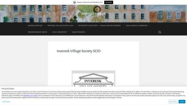 Screenshot of the Inveresk Village Society SCIO website