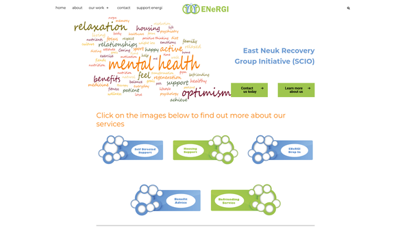 Screenshot of the East Neuk Recovery Group Initiative (ENeRGI) (SCIO) website