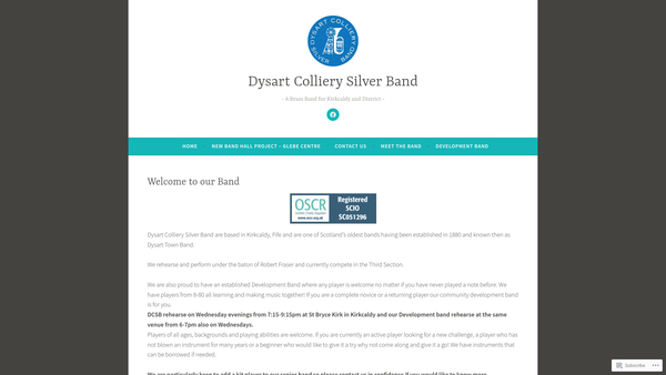 Screenshot of the Dysart Colliery Silver Band website