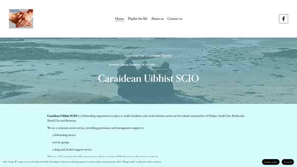 Screenshot of the Caraidean Uibhist SCIO website