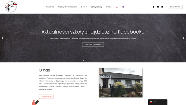 Screenshot of the Adam Mickiewicz Polish Cultural & Educational Association in Edinburgh SCIO website