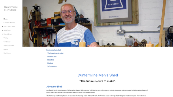 Screenshot of the Dunfermline Men's Shed website