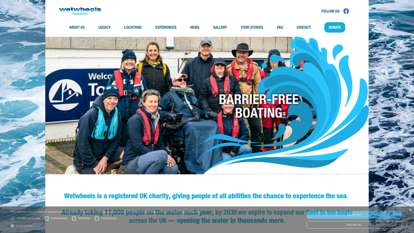 Screenshot of the Wetwheels Foundation website