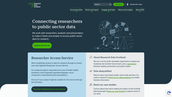 Screenshot of the Research Data Scotland website