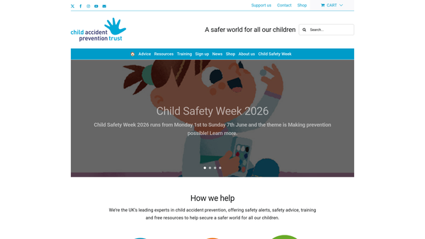 Screenshot of the The Child Accident Prevention Trust website