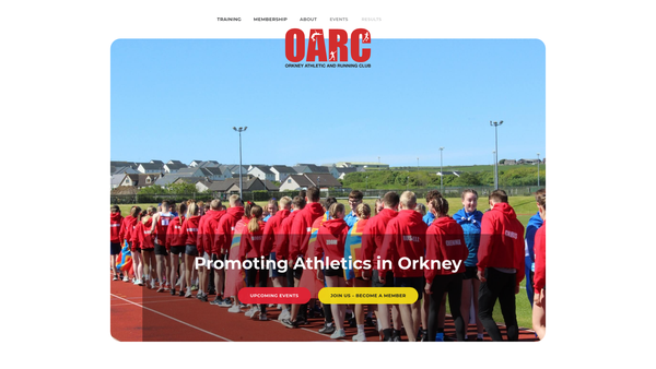 Screenshot of the Orkney Athletic and Running Club website