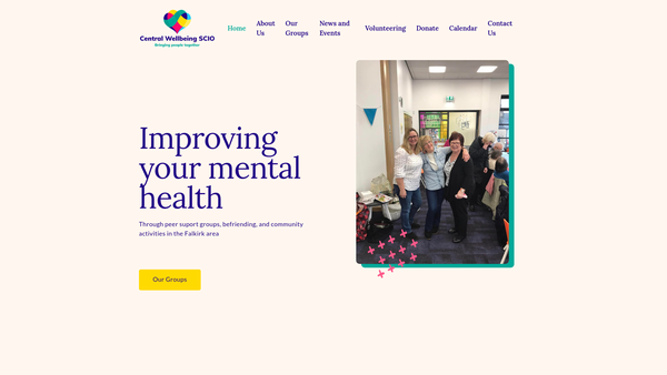 Screenshot of the Central Wellbeing SCIO website