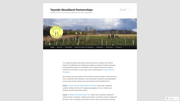 Screenshot of the Tayside Woodland Partnerships website