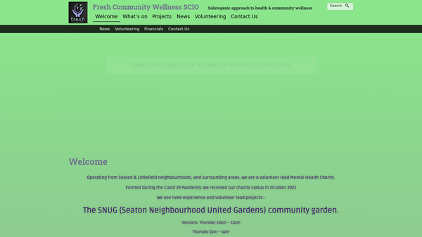 Screenshot of the Fresh Community Wellness SCIO website