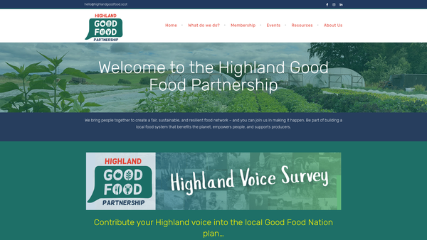 Screenshot of the Highland Good Food Partnership website