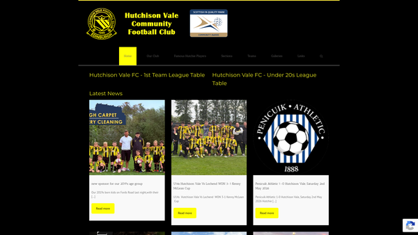 Screenshot of the Hutchison Vale Community Football Club website