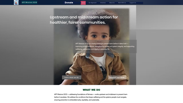 Screenshot of the AFF Missions SCIO website