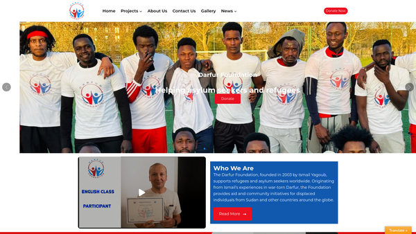 Screenshot of the Darfur Foundation website