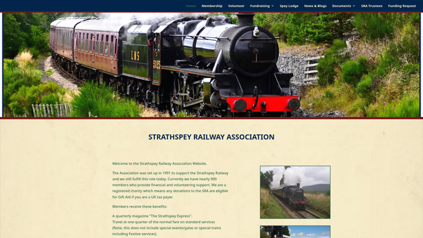 Screenshot of the Strathspey Railway Association website
