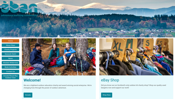 Screenshot of the ABAN Outdoor LTD website