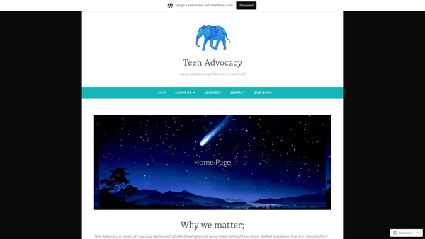 Screenshot of the Teen Advocacy website