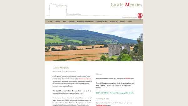 Screenshot of the The Castle Menzies SCIO website