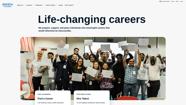 Screenshot of the Generation You Employed, UK website