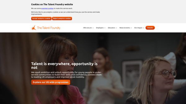 Screenshot of the The Talent Foundry Trust website