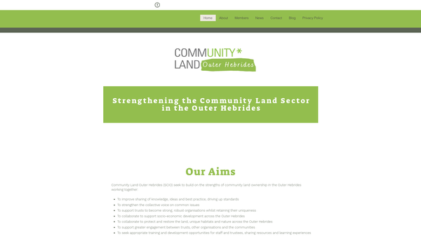 Screenshot of the Community Land Outer Hebrides (SCIO) website