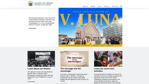 Screenshot of the Iglesia Ni Cristo website