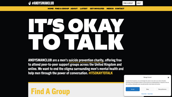 Screenshot of the Andys Man Club Limited website