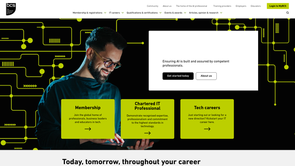 Screenshot of the The British Computer Society website