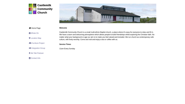 Screenshot of the Castlemilk Community Church website